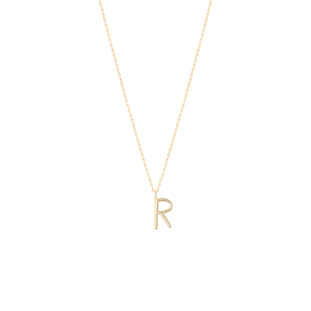 Golden Initial R Necklace