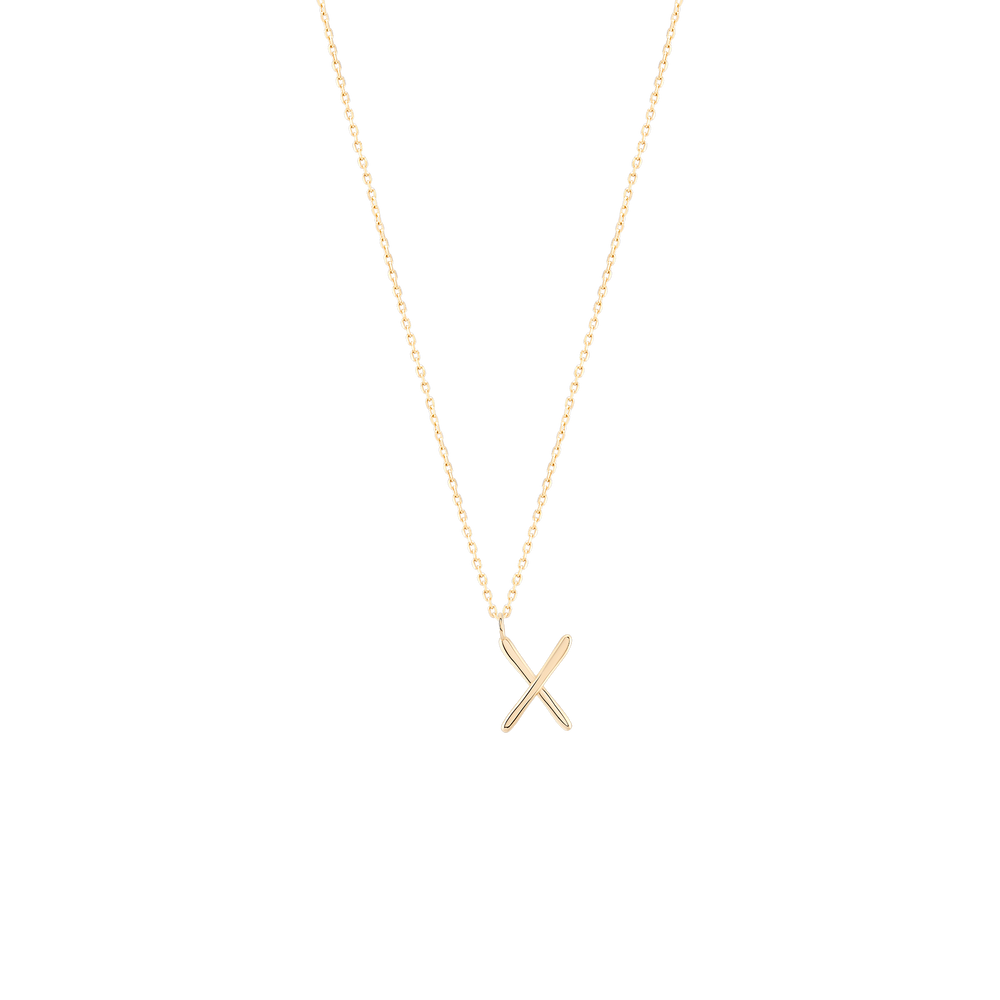 Golden Initial X Necklace